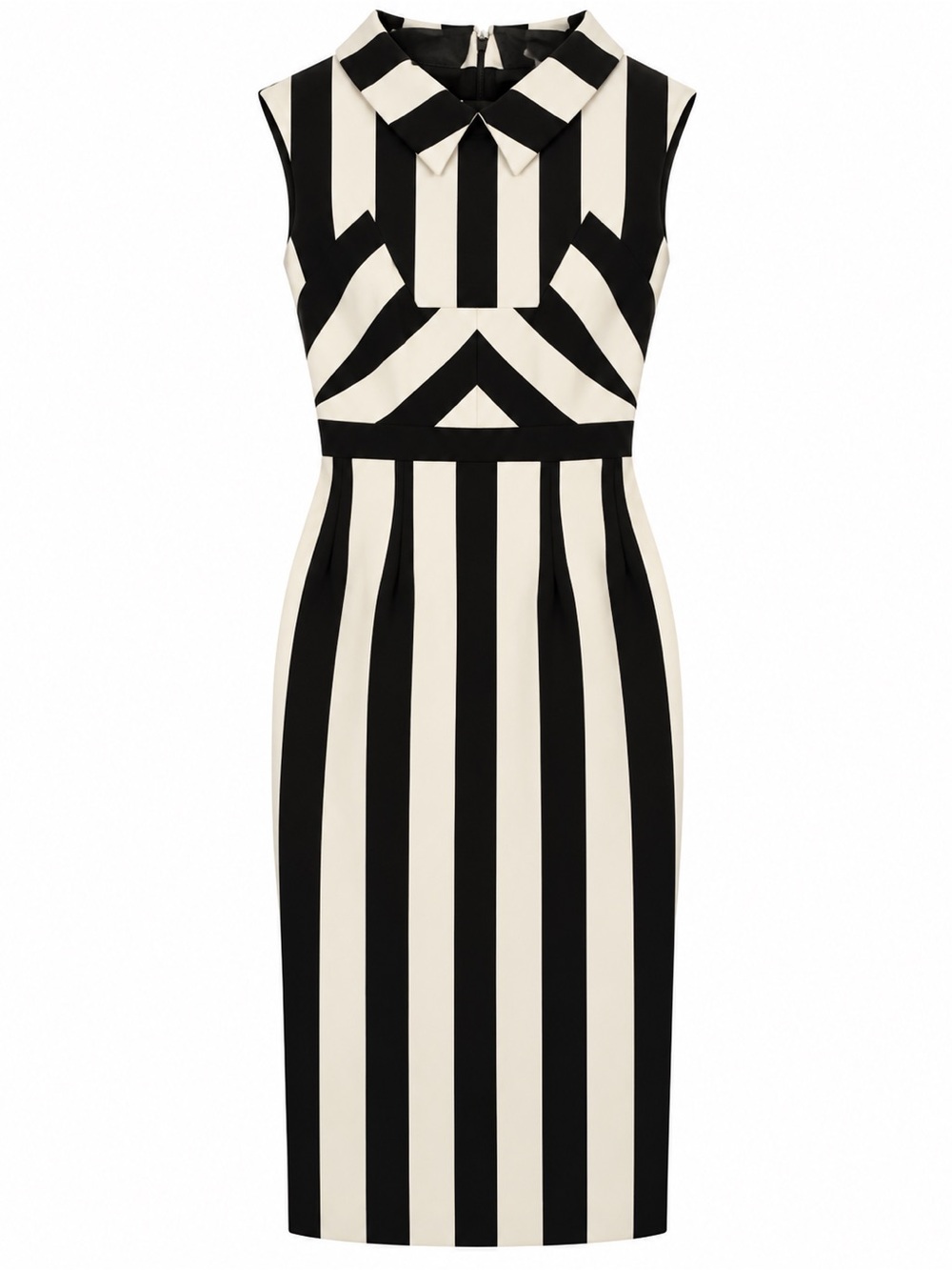 Karen Millen Black Striped Collar Sheath Dress
